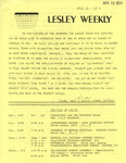 Lesley Weekly (April 29, 1974) by Lesley College