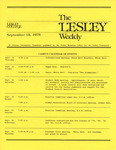 The Lesley Weekly (September 14, 1978) by Lesley College