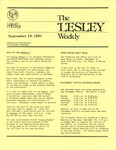 The Lesley Weekly (September 10, 1981) by Lesley College