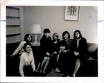 Seven Students Seated near Couches, Student Groups, ca. early 1960s